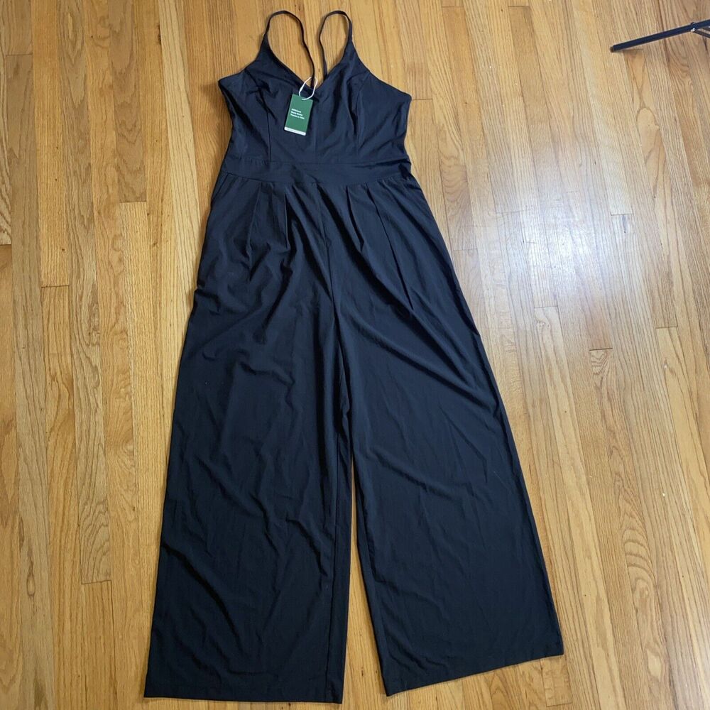 Halara Jumpsuit Women's XL Black Breezeful Wide Leg Quick Dry Resort NEW